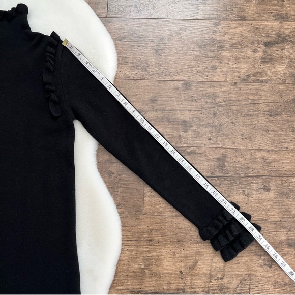 Zara Knit Black Sweater Dress Ruffle Turtleneck High Neck Cozy Medium - Picture 15 of 17